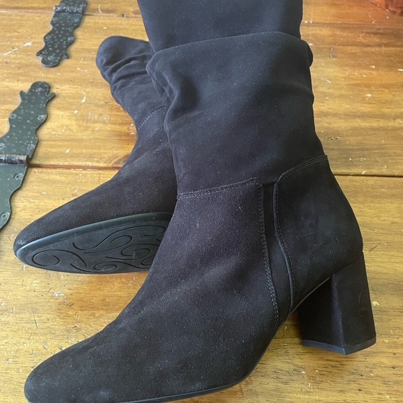 New GABOR Block Heel Black Suede Slouch Boot Uk Size 5 US 7.5 Eu 38 - Picture 8 of 9